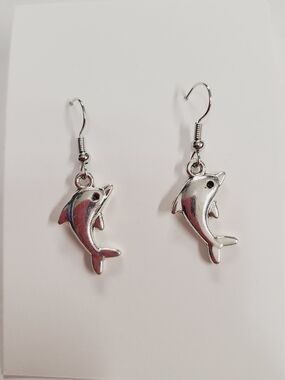 Silver-tone  Dolphin Dangle Earrings